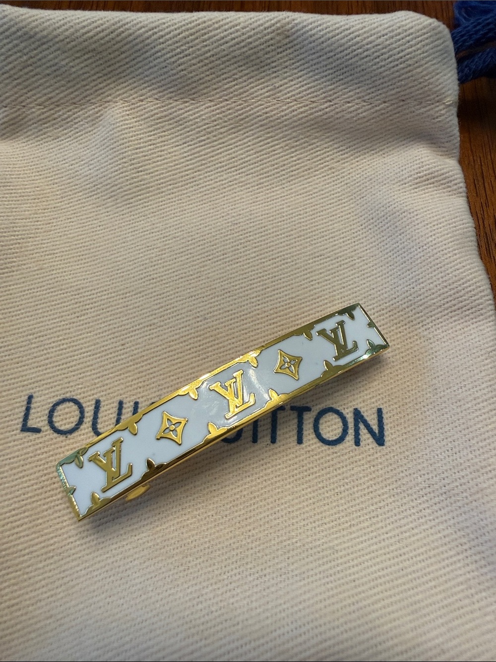 White and Gold Monogram Barrette